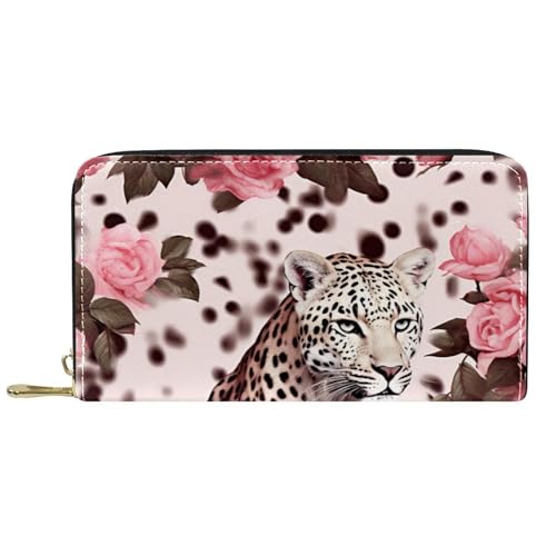 Kartenetui Blumenleopard Und Verschluss Geldbörsen Retro Leder Geldbörse Vintage Design Reißverschluss Geldbörse Für Kinder, Mutter, Mädchen von Generic