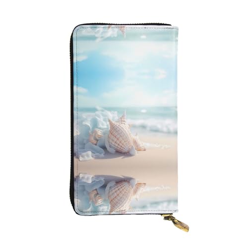 Kartenetui Muschel Am Strand Druck Leder Geldbörse Kreative Handtaschen Nette Kleine Münzbörse Für Frauen, Lehrer, Tochter von Generic