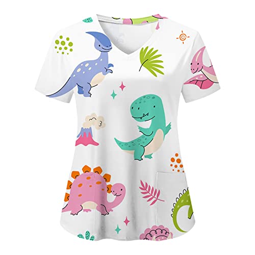 Kasack Damen Pflege Kurzarm - Schmetterling und Blumen Drucken Pflege - Oberteile Arbeitskleidung mit Zwei Taschen V-Ausschnitt Einfarbig Pullover Hemdbluse Bequeme Kasack Berufsbekleidung Kasack Damen Pflege Kurzarm - Schmetterling und Blumen Drucken Pflege - Oberteile Arbeitskleidung mit Zwei Taschen V-Ausschnitt Einfarbig Pullover Hemdbluse Bequeme Kasack Berufsbekleidung von Generic