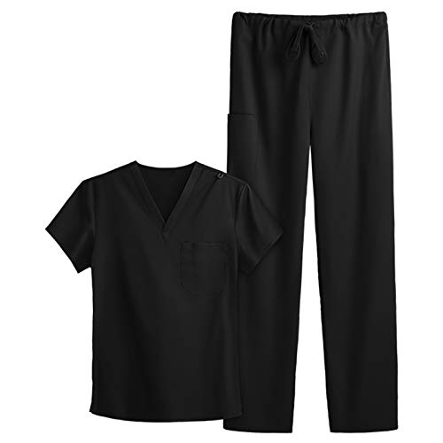 Kasacks Damen Pflege Set Kurzarm V-Ausschnitt Einfarbig Oberteil Und Hose Kasack Set Für Pflege Und Altenpflege Mit Taschen Schlupfkasack +Schlupfhose Krankenpfleger Kleidung Kasack Sets von Generic
