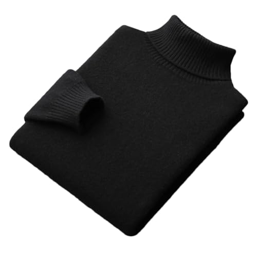 Kaschmir Pullover Männer Dicke Business Casual Unterlage Pullover 100% Merino Wolle Rollkragenpullover, Schwarz , X-Large von Generic