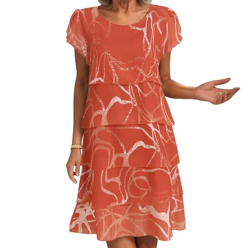 Kaskadenkleid mit Blumenmuster und Mehreren Pflanzen, Kleid mit Mehrblütigem Blumenmuster, Damenkleid Freizeitkleid für Damen von Generic