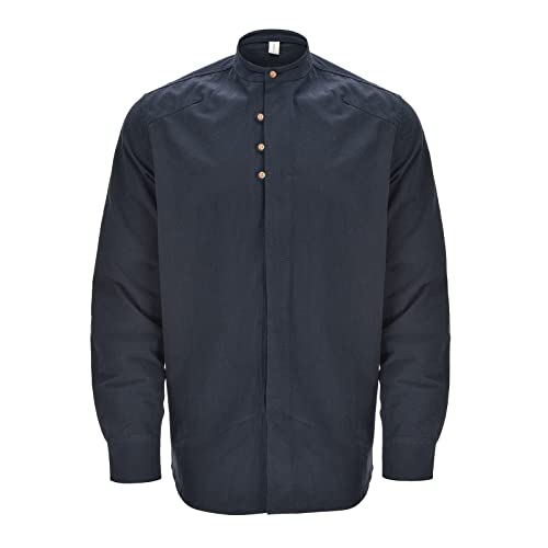 Katana Hemd Herren Japanisches Katana Hemd für Männer Leinenhemden Stehkragenhemd Kyoto Hemd Leinen Baumwolle Hemd Stehkragen Shirt Slim Fit Einfarbig Vintage Lässige Atmungsaktive Klassische Tops von Generic