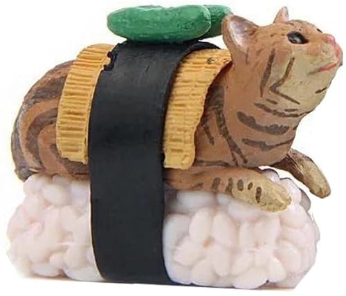 Katze Sushi Schlüsselanhänger Tier Anhänger Kette Kette für Damen Herren, Medium, Kunststoff, Andere Edelsteine von Generic