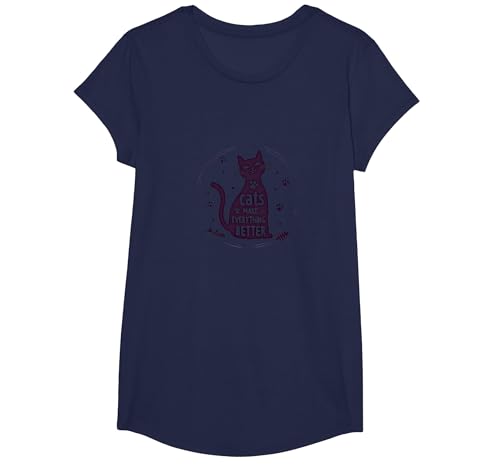 Katzen Machen Alles Besser Skurriler Tierliebhaber T-Shirt, Girls, Marineblau, XS Katzen Machen Alles Besser Skurriler Tierliebhaber T-Shirt, Girls, Marineblau, XS von Generic