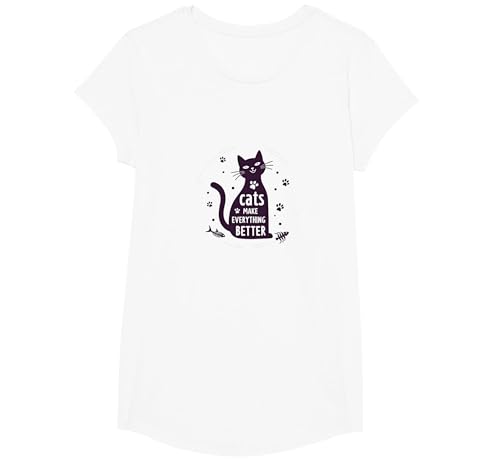 Katzen Machen Alles Besser Skurriler Tierliebhaber T-Shirt, Girls, Weiß, XS Katzen Machen Alles Besser Skurriler Tierliebhaber T-Shirt, Girls, Weiß, XS von Generic