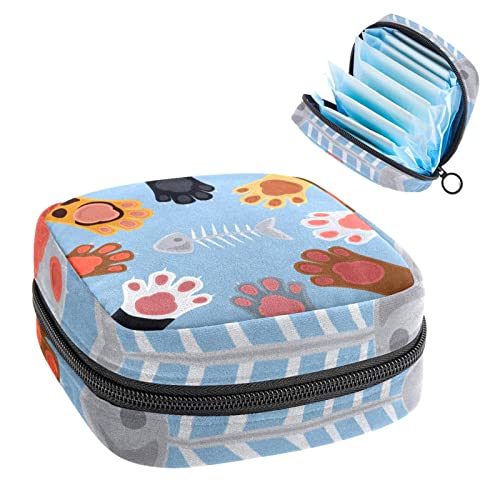 Katzen spielen Rock Papier Schere Muster, Periode Pouch Portable, Tampon Aufbewahrungstasche, Tampon Halter für Geldbörse Feminine Produkt Organizer, mehrfarbig, 4.7x6.6x6.6 in/12x17x17 cm von Generic