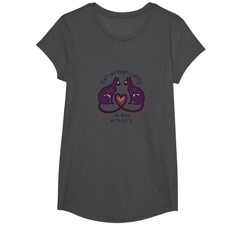 Katzenastrophisch in Katzen verliebt T-Shirt, Girls, Anthrazit Meliert, XS Katzenastrophisch in Katzen verliebt T-Shirt, Girls, Anthrazit Meliert, XS von Generic