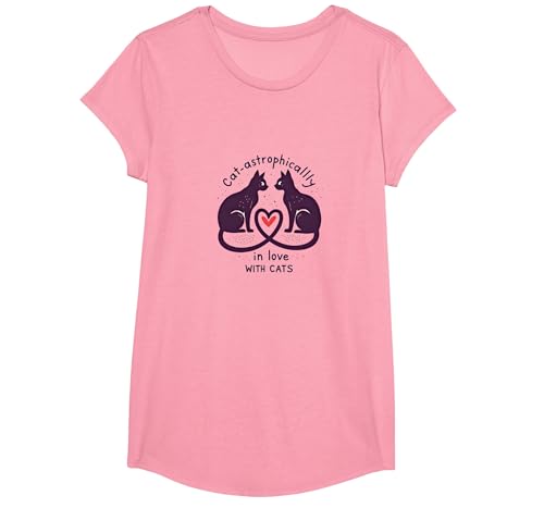Katzenastrophisch in Katzen verliebt T-Shirt, Girls, Rosa, XS von Generic