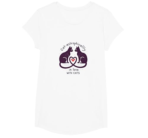 Katzenastrophisch in Katzen verliebt T-Shirt, Girls, Weiß, XS Katzenastrophisch in Katzen verliebt T-Shirt, Girls, Weiß, XS von Generic