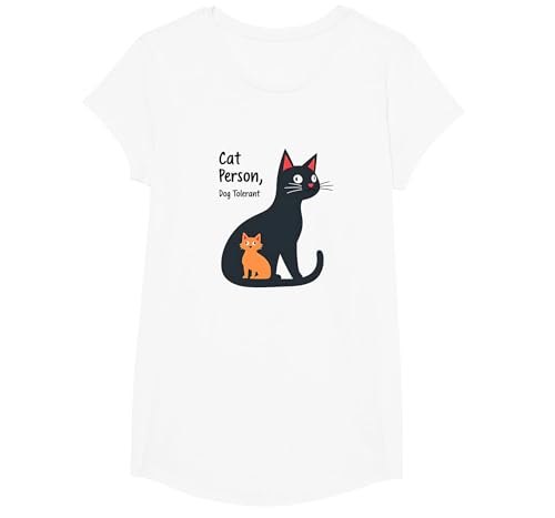 Katzenperson, Hundetolerant – witziger Tierliebhaber T-Shirt, Girls, Weiß, XS von Generic
