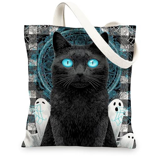Katzentaschen aus Segeltuch, leicht, waschbar, wiederverwendbar, für den täglichen Gebrauch, Reisen, Strand, Schwarz, 13x15 Inch von Generic