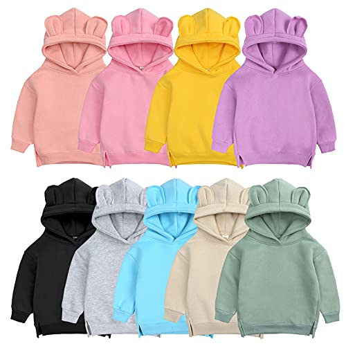 Kawaii Hoodie Baby Mädchen Junge Langarm Pullover Cute Bärenohren Kapuzenpullover Einfarbig Baumwolle Sweatshirt mit Kapuze Mode Sweatjacke Sport Pulli (Grey, 12-24 Months) von Generic
