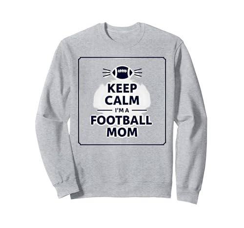 Keep Calm Football Mom Pride Sportliche Frauen Gameday Zitat Sweatshirt, Unisex für Erwachsene, Grau Meliert, L von Generic