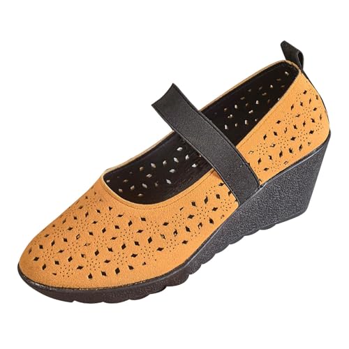 Keilabsatz, Damen, elegant, Ballettschuhe, hohl, ohne Schnürsenkel, Mokassins, Wanderschuhe, rutschfest, atmungsaktiv, bequem, B Orange, 38 EU Keilabsatz, Damen, elegant, Ballettschuhe, hohl, ohne Schnürsenkel, Mokassins, Wanderschuhe, rutschfest, atmungsaktiv, bequem, B Orange, 38 EU von Generic