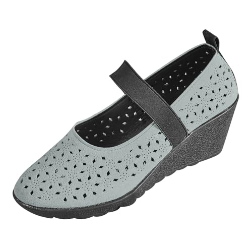 Keilabsatz, Damen, elegant, Ballettschuhe, hohl, ohne Schnürsenkel, Mokassins, Wanderschuhe, rutschfest, atmungsaktiv, bequem, B blau, 42 EU Keilabsatz, Damen, elegant, Ballettschuhe, hohl, ohne Schnürsenkel, Mokassins, Wanderschuhe, rutschfest, atmungsaktiv, bequem, B blau, 42 EU von Generic