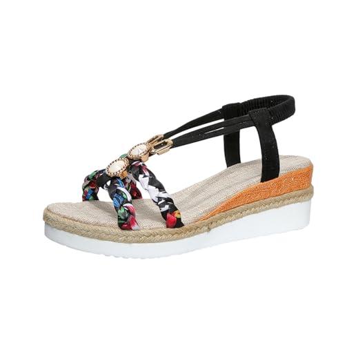 Keilabsatz Sandalen Damen Breite Füße Sommer Sandalette Bohemia Sandals mit Strass Perlen Sommerschuhe Bequem Boho Espadrilles Elegan Offene Freizeit Strand Schuhe Frauen Keilsandalen Keilabsatz Sandalen Damen Breite Füße Sommer Sandalette Bohemia Sandals mit Strass Perlen Sommerschuhe Bequem Boho Espadrilles Elegan Offene Freizeit Strand Schuhe Frauen Keilsandalen von Generic