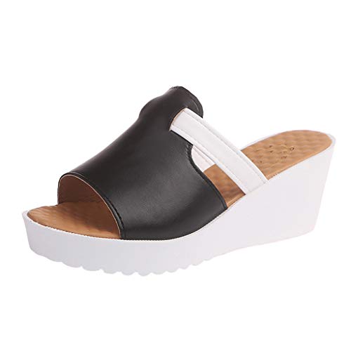 Keilsandalen Damen Plateau， Platform Sandals Damen， Slippers Summer Runde Zehen Außen Schräge Ferse Dicke Sohle Sandalen Und Hausschuhe Keilabsatz Keilsandalen Sommer Schuhe Hausschuhe Pantoletten von Generic