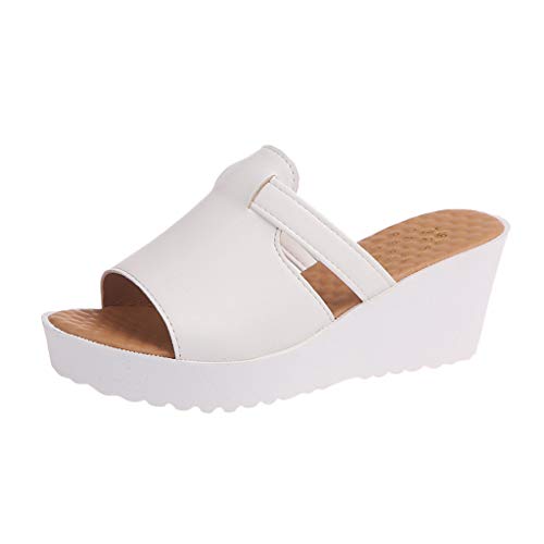 Keilsandalen Damen Plateau， Platform Sandals Damen， Slippers Summer Runde Zehen Außen Schräge Ferse Dicke Sohle Sandalen Und Hausschuhe Keilabsatz Keilsandalen Sommer Schuhe Hausschuhe Pantoletten von Generic