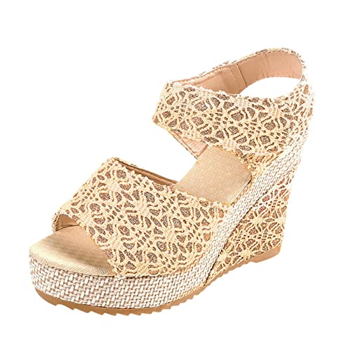 Keilsandalen Damen Wedges Plateau Meladen Fischmaul Wedges Elegant Sandale Peeptoes Weite H Damenschuhe Keilabsatz Sommer Frauen Absatz Sommerschuhe Sandaletten Keilabsatz Schuhe Abendschuhe von Generic