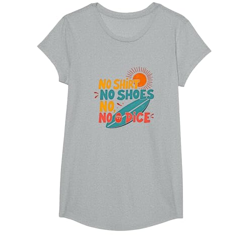 Kein Hemd, Keine Schuhe, kein Würfel, Motto „Surfer Beach Lover“ T-Shirt, Girls, Grau Meliert, XS Kein Hemd, Keine Schuhe, kein Würfel, Motto „Surfer Beach Lover“ T-Shirt, Girls, Grau Meliert, XS von Generic