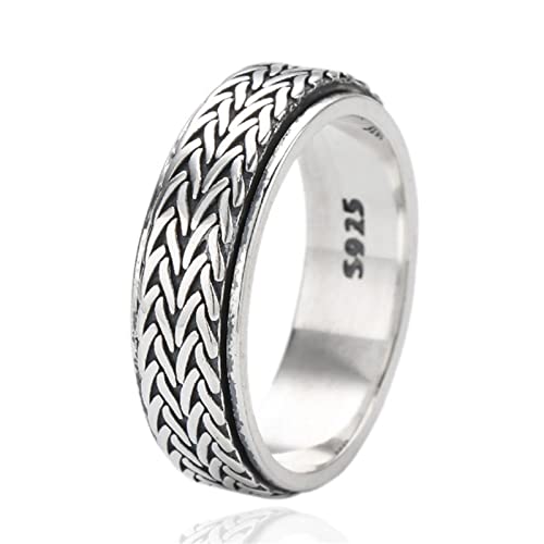 Keltischer Knotenring aus 925er Sterlingsilber für Männer und Frauen, Gothic Vintage Swivel Braided Knot Ring,Silber,8 von Generic