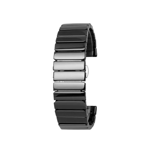 Keramik Uhrenarmband Schnellverschluss Kette 18mm 20mm 22mm Damen Herren Schwarz Weiß(Black Stripes_22mm) von Generic