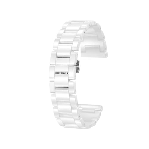 Keramik Uhrenarmband Schnellverschluss Kette 18mm 20mm 22mm Damen Herren Schwarz Weiß(White_20mm) von Generic