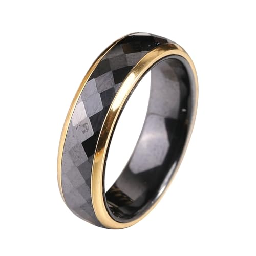Keramikring, Damen Herren Verlobungsring 6mm mit Rautenmuster Weiß/Schwarz Modeschmuck von Generic