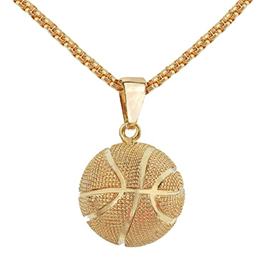 Kette Edelstahl Herren Damen Halskette Basketball Halskette Schmuck Uhren große Halsketten Modeschmuck, gold, Einheitsgröße von Generic