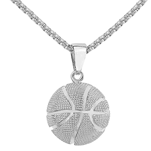 Kette Halskette Basketball Halskette Herren Edelstahl Schmuck & Uhren Kreuze Halsketten, silber, Einheitsgröße von Generic