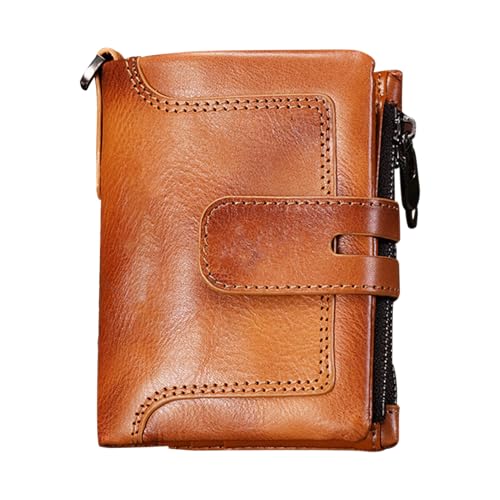 Kettenleder-Geldbörsen für Herren, Herren-Geldbörsen mit Kette, Kartenetui aus echtem Rindsleder Herrens,Vertikale Geldbörse mit Mehreren Kartenfächern, Diebstahlschutz, Reißverschluss und Schnall von Generic