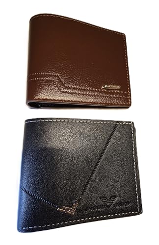 Kids Lederähnliche Billfold Wallet Set 2er Pack Schwarz und Braun mit Kartenfächern und Bargeldfach Genau wie Papa, Schwarz / Braun, 4 Inch, Klassische Faltung von Generic