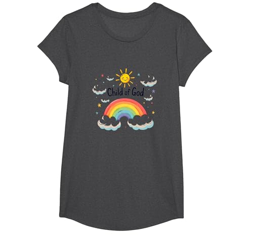 Kind Gottes Christen für Kinder Regenbogen Sonnenschein Wolken T-Shirt, Girls, Anthrazit Meliert, XS Kind Gottes Christen für Kinder Regenbogen Sonnenschein Wolken T-Shirt, Girls, Anthrazit Meliert, XS von Generic