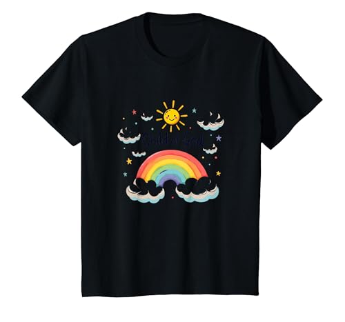Kind Gottes Christen für Kinder Regenbogen Sonnenschein Wolken T-Shirt, Kinder, Schwarz, 104 von Generic