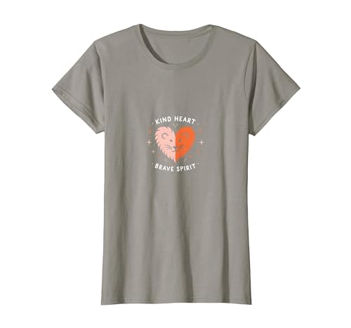 Kind Heart Brave Spirit Lion Inspirational Kindergarten T-Shirt, Damen, Schiefergrau, XXL von Generic