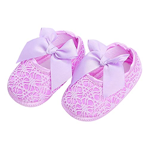 Kinder, Kleinkind, Kleinkind, Schuhe, Frühling und Sommer, Mädchen, Bodensportschuhe, elastischer Gürtel, Schleife, leicht und bequem Kinder-Jazz-Schuhe (Purple, 0-6 Months) von Generic