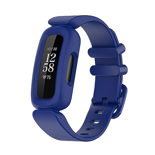 Kinder Armbänder Kompatibel mit Fitbit Ace 3 Armband, weiches Silikon wasserdichtes Armband Sport Uhrenarmband Jungen Mädchen (Dark Blue, One Size) von Generic