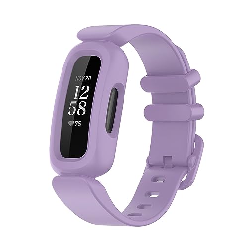 Kinder Armbänder Kompatibel mit Fitbit Ace 3 Armband, weiches Silikon wasserdichtes Armband Sport Uhrenarmband Jungen Mädchen (Purple, One Size) von Generic