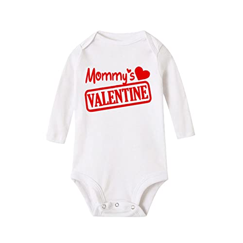 Kinder Baby Valentinstag Kleinkind Mädchen Jungen Brief Herz Drucke Langarm Overall Strampler Baby Boy Body Set (White, 3-6 Months) von Generic