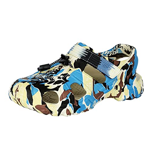 Kinder Clogs Pantoletten Unisex - Hausschuhe Mit Camouflage-Druck Badeschuhe Sommer Gartenclogs Gummi Wolken Gartenschuhe Strand Sandalen Slip On Outdoor-Sandalen Flach Bades-Sandalen von Generic