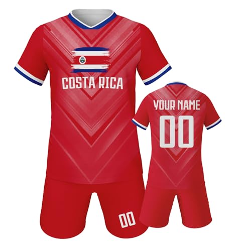 Kinder Fußball Triko Set 2025/26 Nationalmannschaft Trikot Jungen Mädchen Personalisiertes Namen Nummer Fan Outfit Fußball T Shirt Shorts Set Trainingstrikots Geschenkidee von Generic