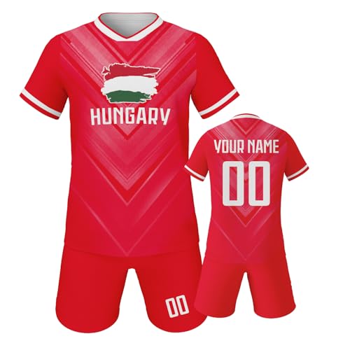 Kinder Fußball Triko Set 2025/26 Nationalmannschaft Trikot Jungen Mädchen Personalisiertes Namen Nummer Fan Outfit Fußball T Shirt Shorts Set Trainingstrikots Geschenkidee von Generic