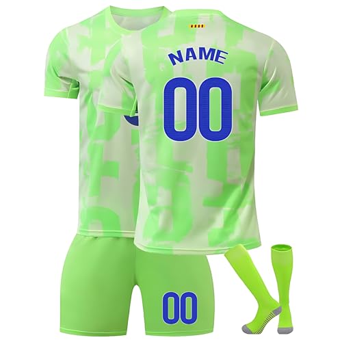 Kinder Fußballtrikot Set Saison 2024/2025 – Personalisierbares Trikot mit Nummer und Namen – Komplettes Heim-/Auswärts-Set + Shorts und Stutzen A von Generic