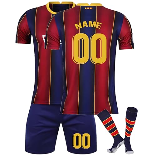 Kinder Fußballtrikot Set Saison 2024/2025 – Personalisierbares Trikot mit Nummer und Namen – Komplettes Heim-/Auswärts-Set + Shorts und Stutzen A06 von Generic