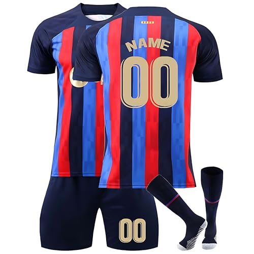 Kinder Fußballtrikot Set Saison 2024/2025 – Personalisierbares Trikot mit Nummer und Namen – Komplettes Heim-/Auswärts-Set + Shorts und Stutzen A07 von Generic