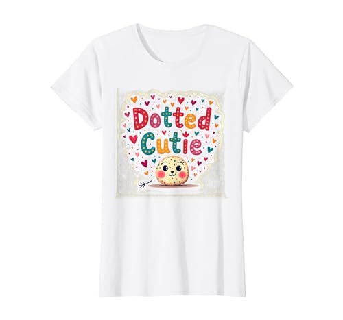 Kinder Gepunktete süße Herzen Spaß T-Shirt, Damen, Weiß, XS von Generic