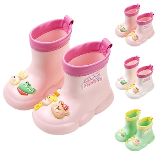 Kinder Gummistiefel 3D-Muster Regenstiefel Wetterfeste rutschfeste Regenstiefel Regenschuhe Leichte Eva Bootschuhe für Outdoor Abenteuer Wandern Camping Schule (Green, 16) von Generic