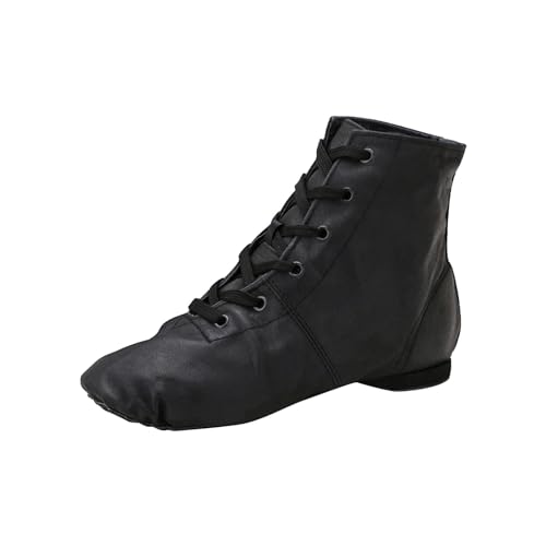 Kinder Jazz Tanzschuhe Weiche Sohle Ballettschuhe Damen Herren Jazz Tanzschuhe Mädchen Junge Mode Stiefel Schule Eröffnungssaison (Black, 37.5 Big Kids) von Generic