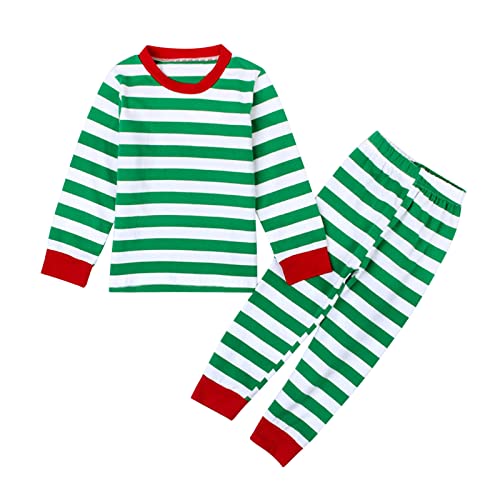Kinder Junge Mädchen Schlafanzug Set Baumwolle Langarm Herbst Winter Pyjama Set Weihnachten Gestreifte Schlafanzüge Zweiteilig Nachtwäsche 92 98 104 110 116 122 128 von Generic